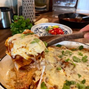 Homemade creamy Chicken enchiladas