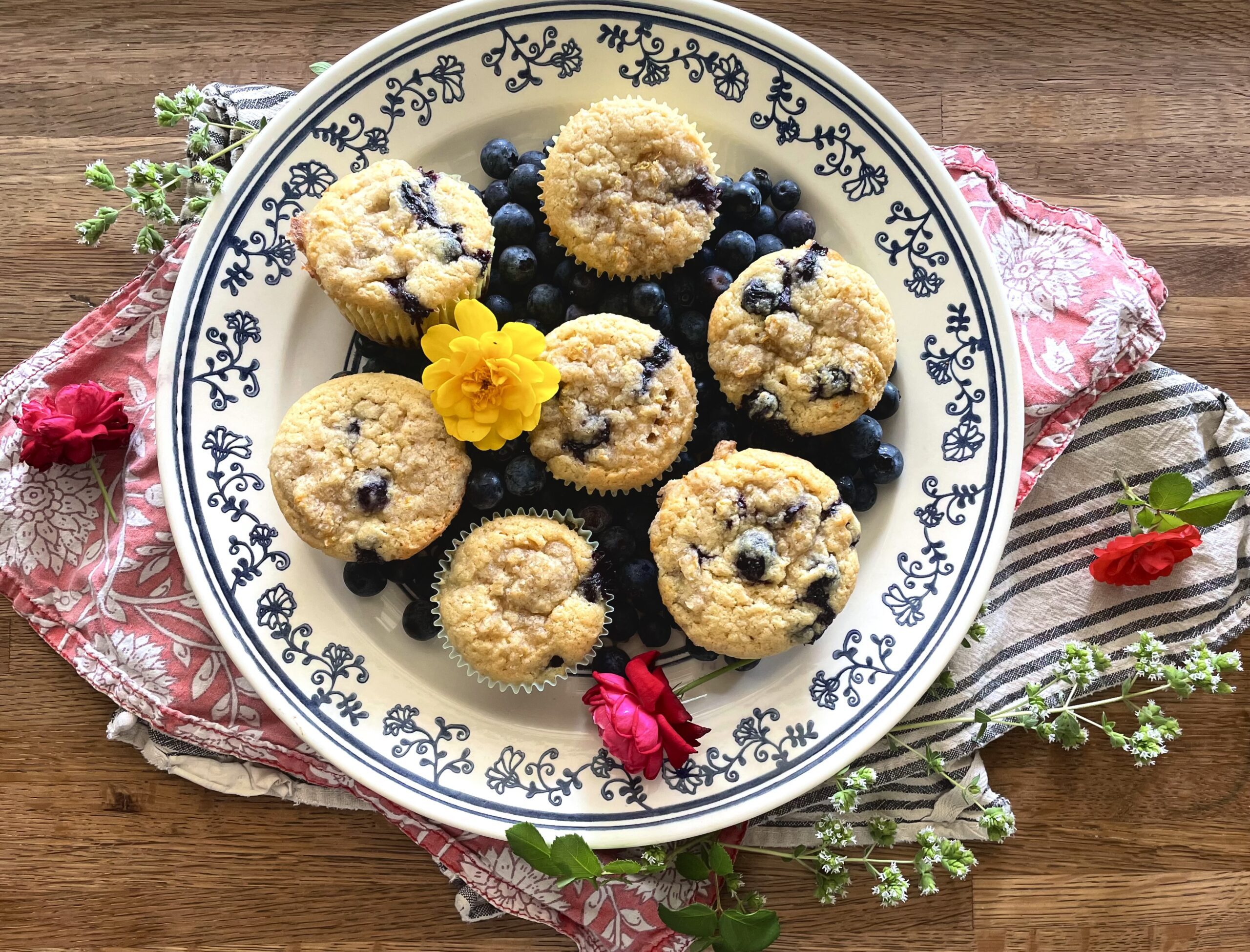 Platter of blueberry muffins